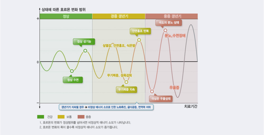 상태에 따른 호르몬 변화 범위